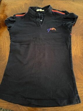 Black Women's Polo Top with Color-Accent Stitching Penelope xs